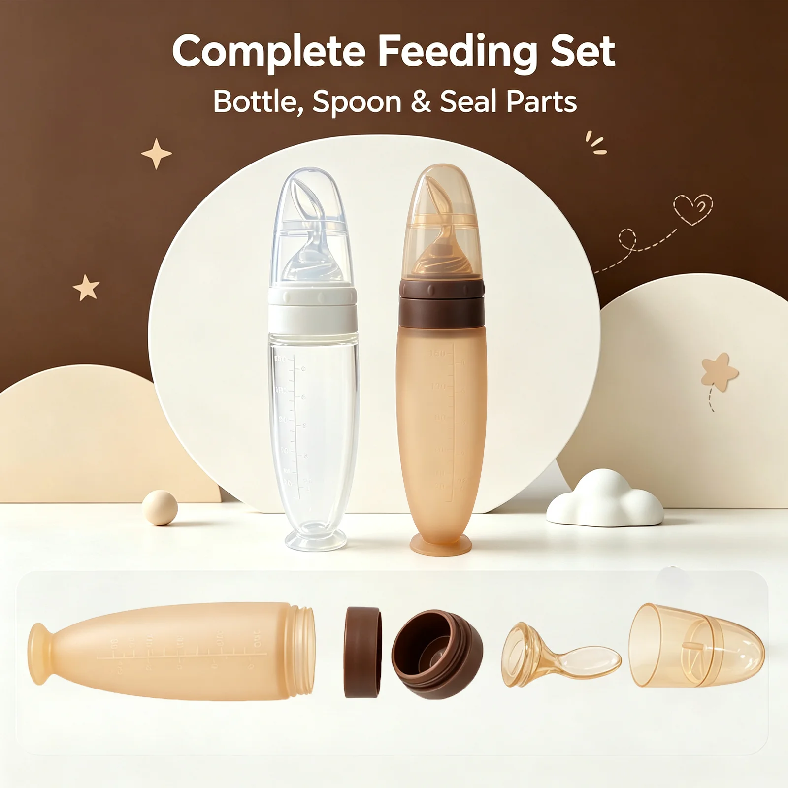 Baby Food On The Go - 2pcs/Set Spill-Free Soft Silicone Baby Food