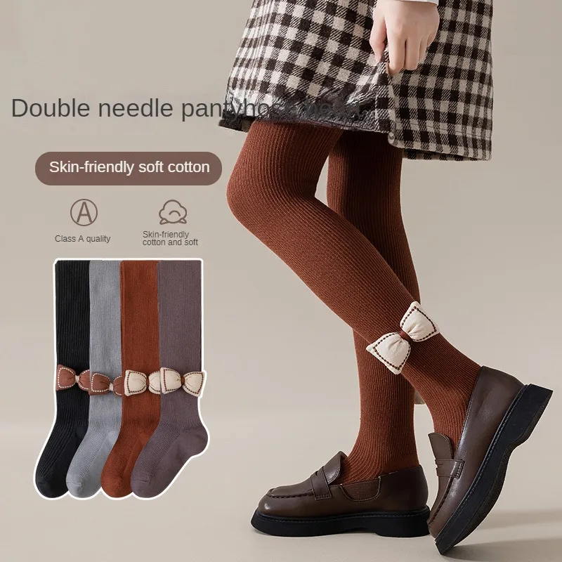 

Girls Pantyhose Classic Vertical Stripes Spring Autumn Thin Leggings with Feet Outside Wear Foreign Pantyhose Girl Knee Socks