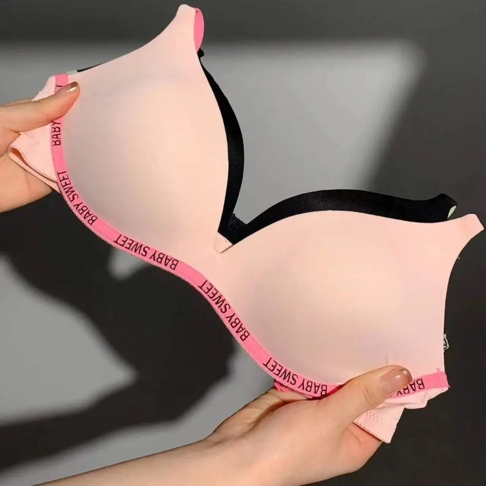 

Comfortable Letter Wireless Bra 3/4 Cup Ultra-thin Women Seamless Bra Match Skin Lingerie Push Up Bra Women