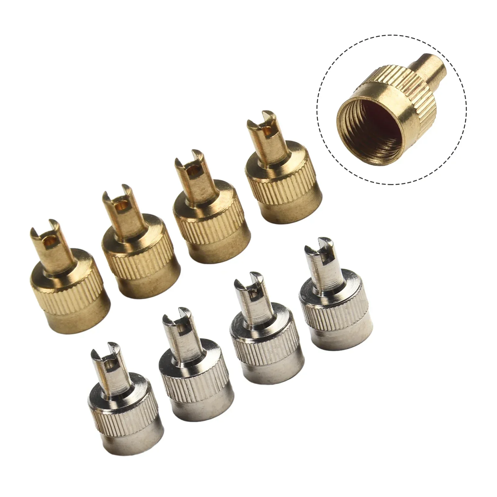 

8pcs Copper Car Tire Tyre Valve Cap Covers With Key Valve Extractor Car Motorcycle Bicycle Air Cover Auto Airtight Stems