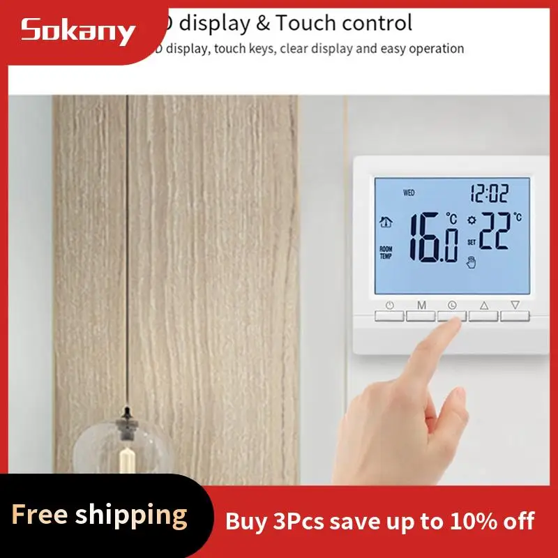 ترموستات تسخين مثبت على الحائط باللون الأبيض للغلايات ترموستات قابل للبرمجة أسبوعيًا