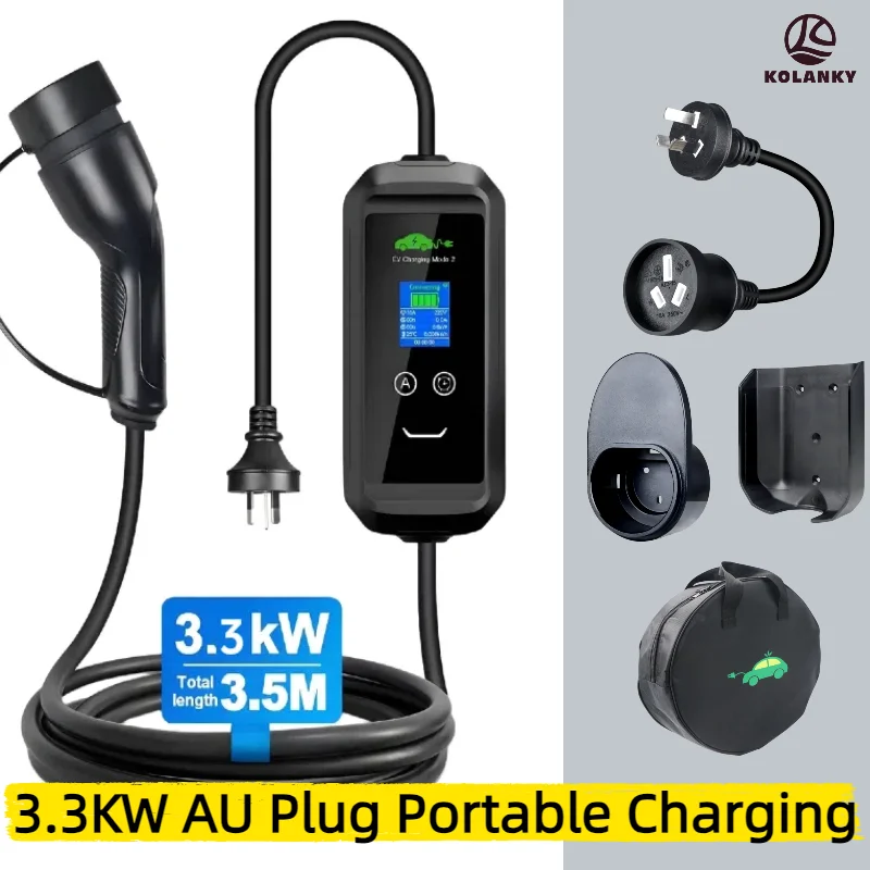 

Портативное зарядное устройство для электромобилей AU NZ 3,3 кВт 16A Type2 IEC62196-2, зарядное устройство WallBox, электромобиль PHEV, автомобильное зарядное устройство, кабель 3,5 м, 5 м