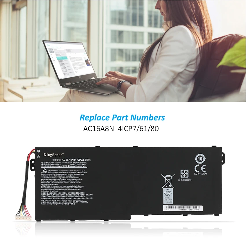 KingSener New AC16A8N Laptop Battery for Acer Aspire V17 V15 Nitro VN7-593G VN7-793G VN7-793G-73YP 78E3 VN7-793 717L 4ICP7/61/80