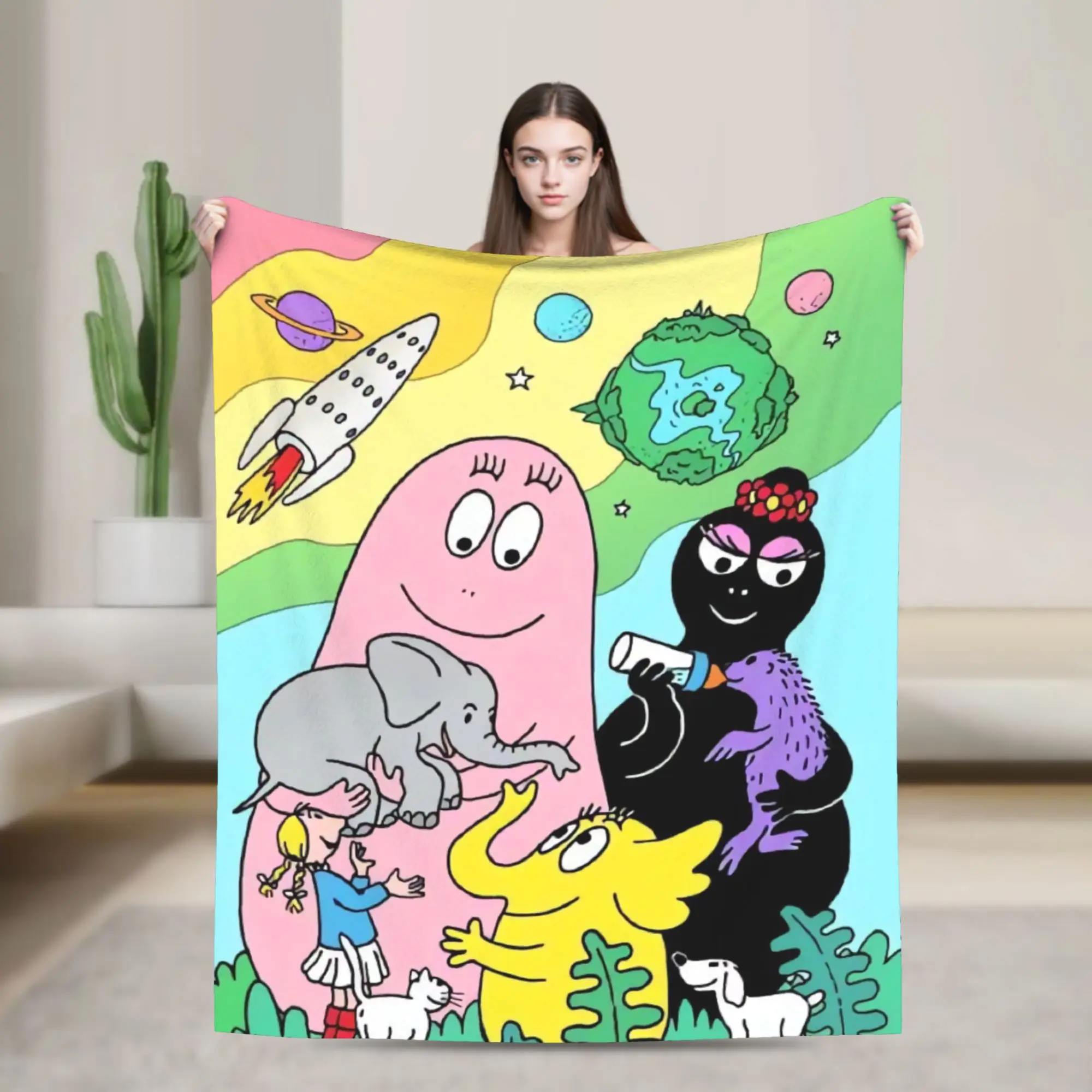 Barbapapa Barbamama Blankets  Super Soft Graphic Plush Throw Blanket For Couch Chair Sofa Bed Travel Office Flannel Bed Cover