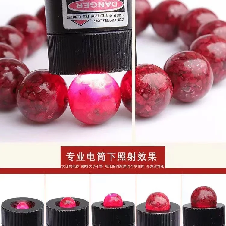 Natural Raw Ore Crystal Sand Super Cinnabar Bracelet Granular Transparent Bracelet for Men and Women