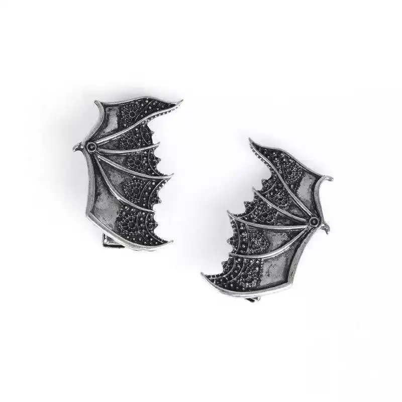 1pair Halloween Little Devil Elf Wings Hairpin Cosplay Black Bat Side Clip Duckbill Hair Clip