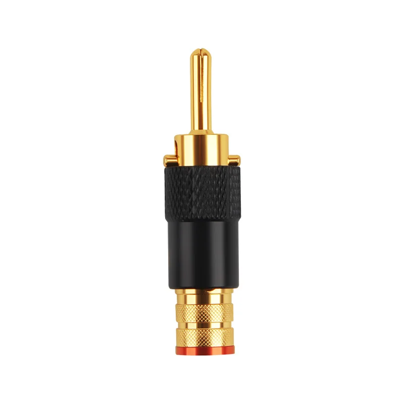 HIFI Audio Paliccs PS-109 Pure Copper Gold Plated RCA Plug Self Lock Double Screws Speaker Amplifier DIY Connector