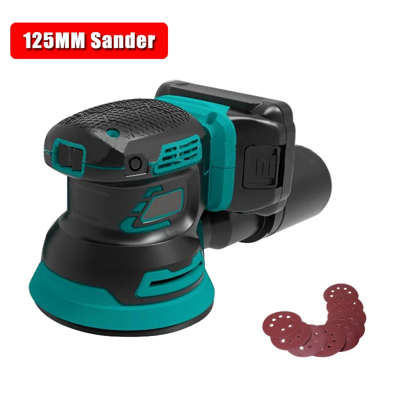 

12000RPM Brushless Electric Sander Wood Grinder Polishing Grinding Machine with 9pcs Sandpaper For Makita 18V 21V Battery