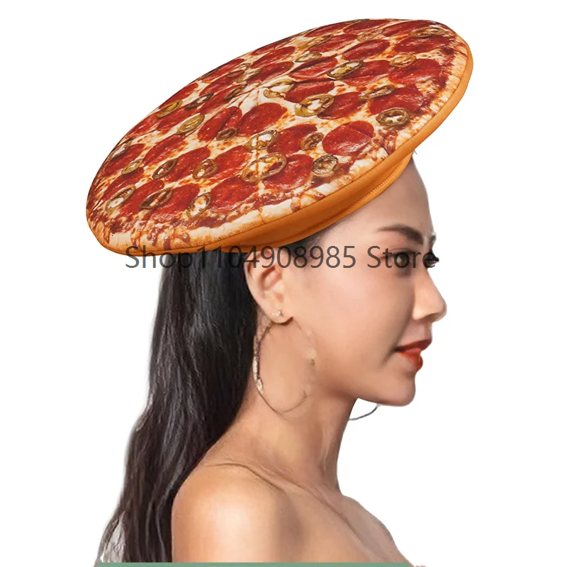 

Adult Funny Pizza Hat Cosplay Food Costume Role Play Party Delicious Food Carnival Clothes Accessories For Women Christmas Gifts