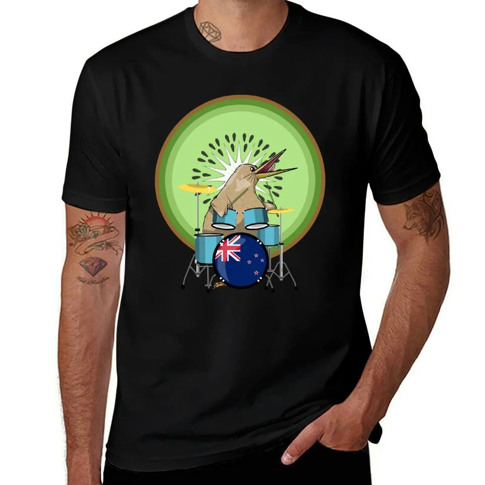 

Kiwi Bird Drummer T-Shirt clothes shirts graphic tee Short sleeve tee men graphic t shirts