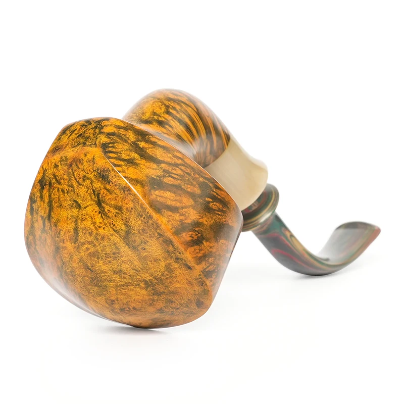 أنبوب التبغ القديم الثعلب براير أنبوب منحوت يدويًا هدية عيد الأب أنبوب على شكل درع فم مطاطي مبركن #5