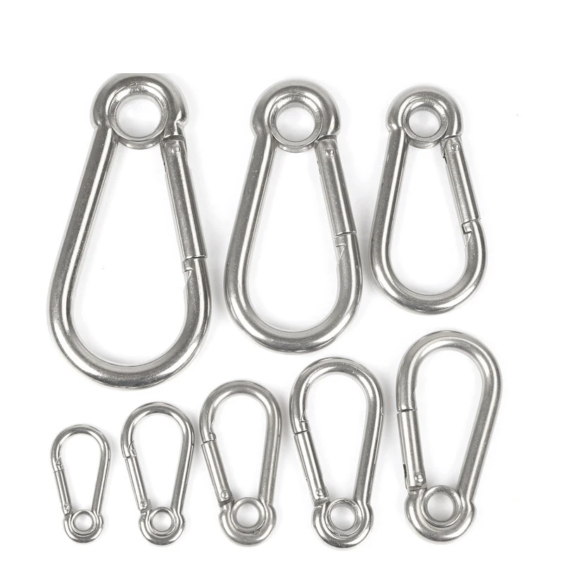 Clipe de mosquetão de aço inoxidável, Carbine Snap Hook, Chaveiro, Camping ao ar livre, Escalada, Caminhadas, O-Ring Buckles, 304, 1Pc