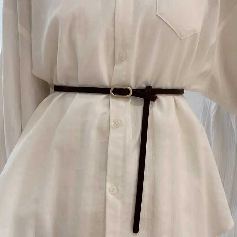 

Women's Fashion PU Thin Belt Decorative Dress Sweater Versatile Knotted Small Belt Korean Style Belt