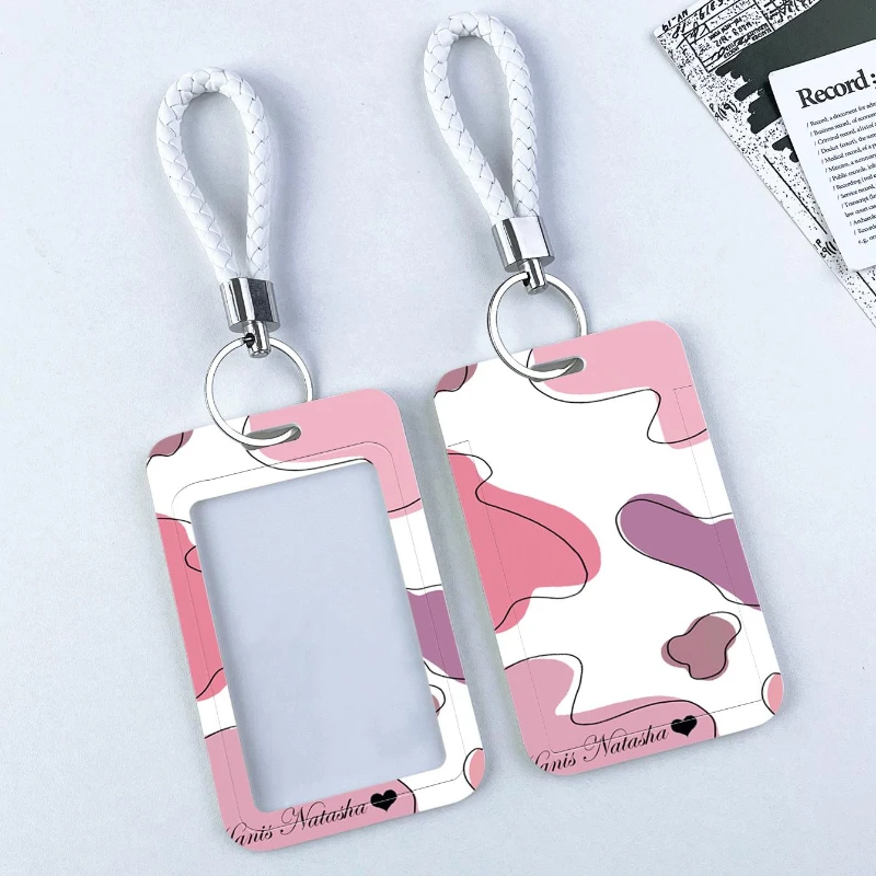 Irregular Shape Morandi Color Transparent Card Holder Student Campus Lanyard Cards Holder Bus Card Protective Case Small Gift