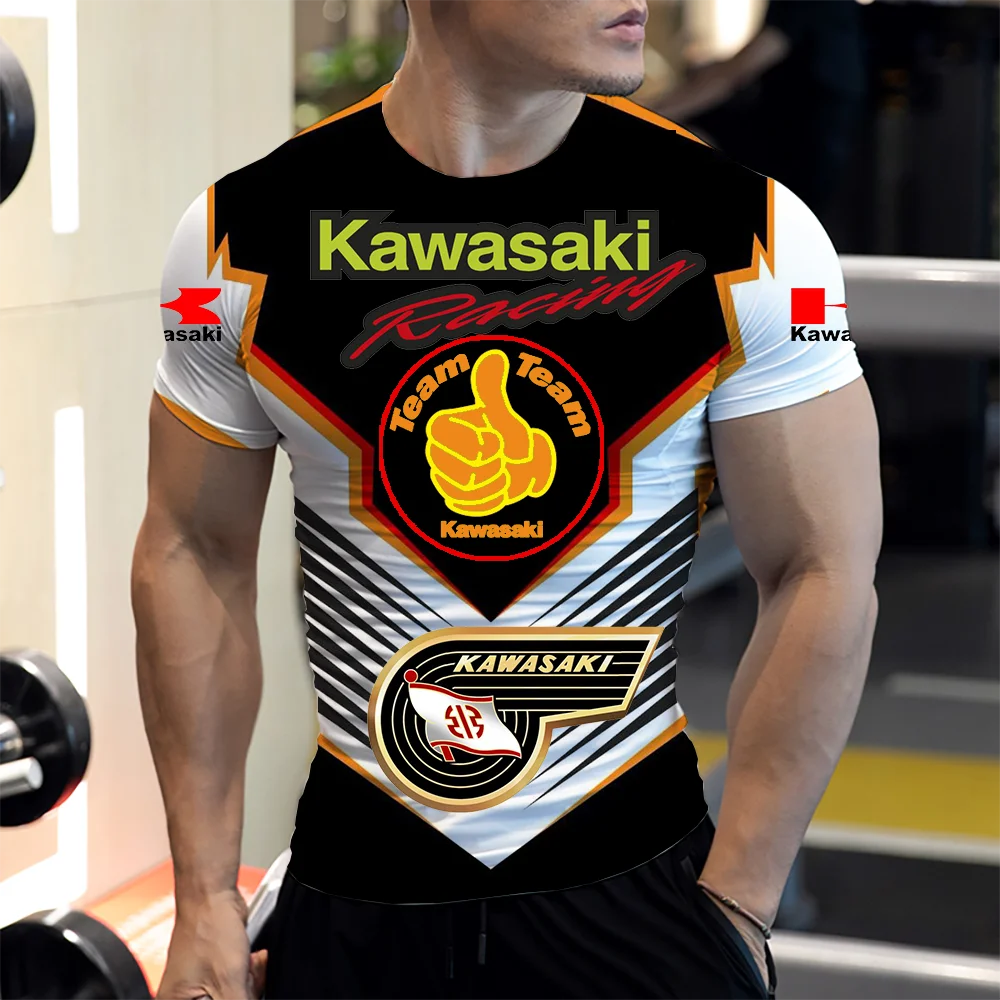Kawasaki Motorcycle 2025 Summer Men's New 3D Printed T Shirt Men Street Casual Sports Fashion T-shirt Unisex Couple Cycling Tees