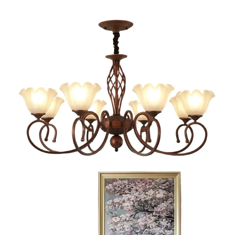 

American chandelier retro living room lamp dining room, bedroom lamp medieval hall dining room, master bedroom simple