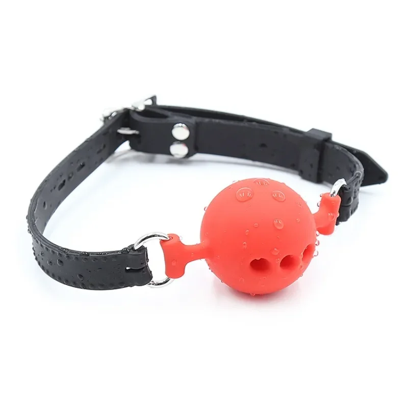 

Detachable Ball Gag Black Silicone Mouth Gag 3 Breathing Holes Ball Plug for SM Games Adult Toys