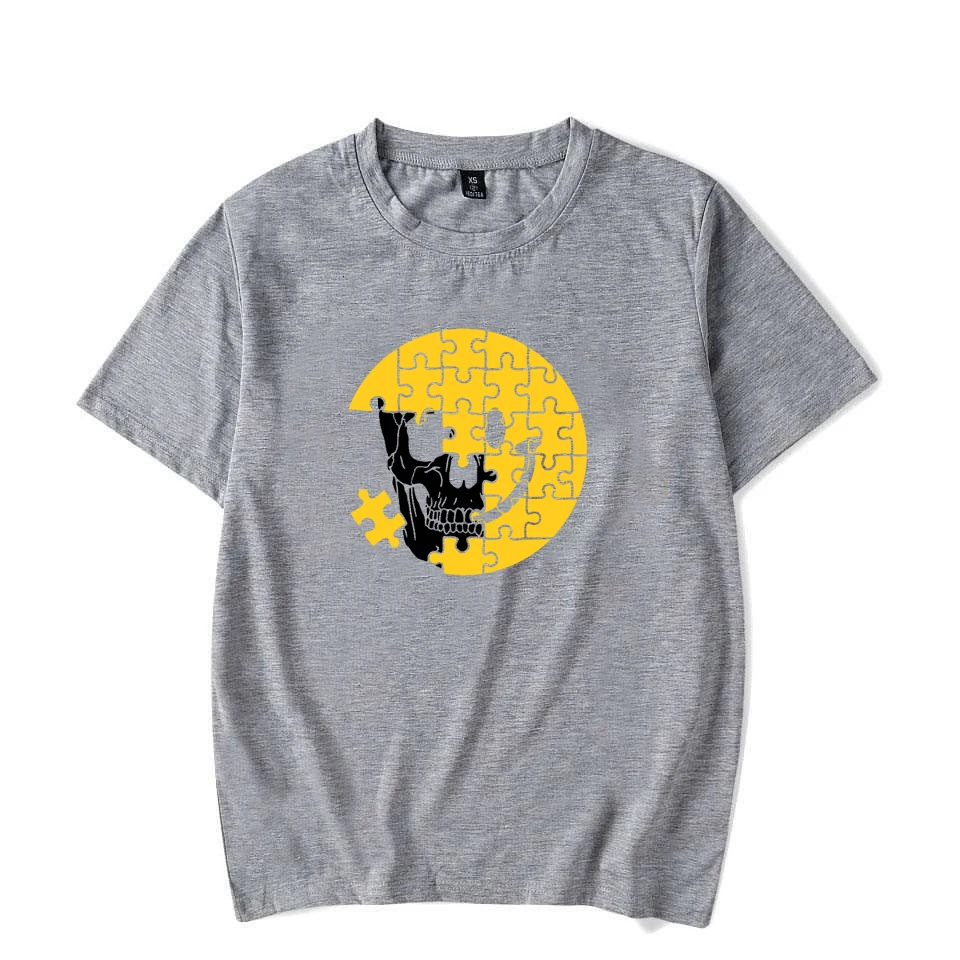 Funny Jigsaw Skull Pattern Men's and Women's T-shirt Classic Retro Designed Unisex Shirt Street Fashion Casual Couple Clothing