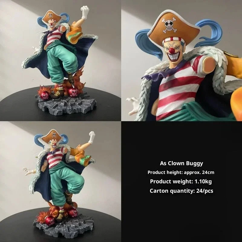 

New One Piece Buggy The Clown Figure Pvc Anime Peripheral Action Figurine Trendy Toy Collection Model Desktop Ornament Fan Gift