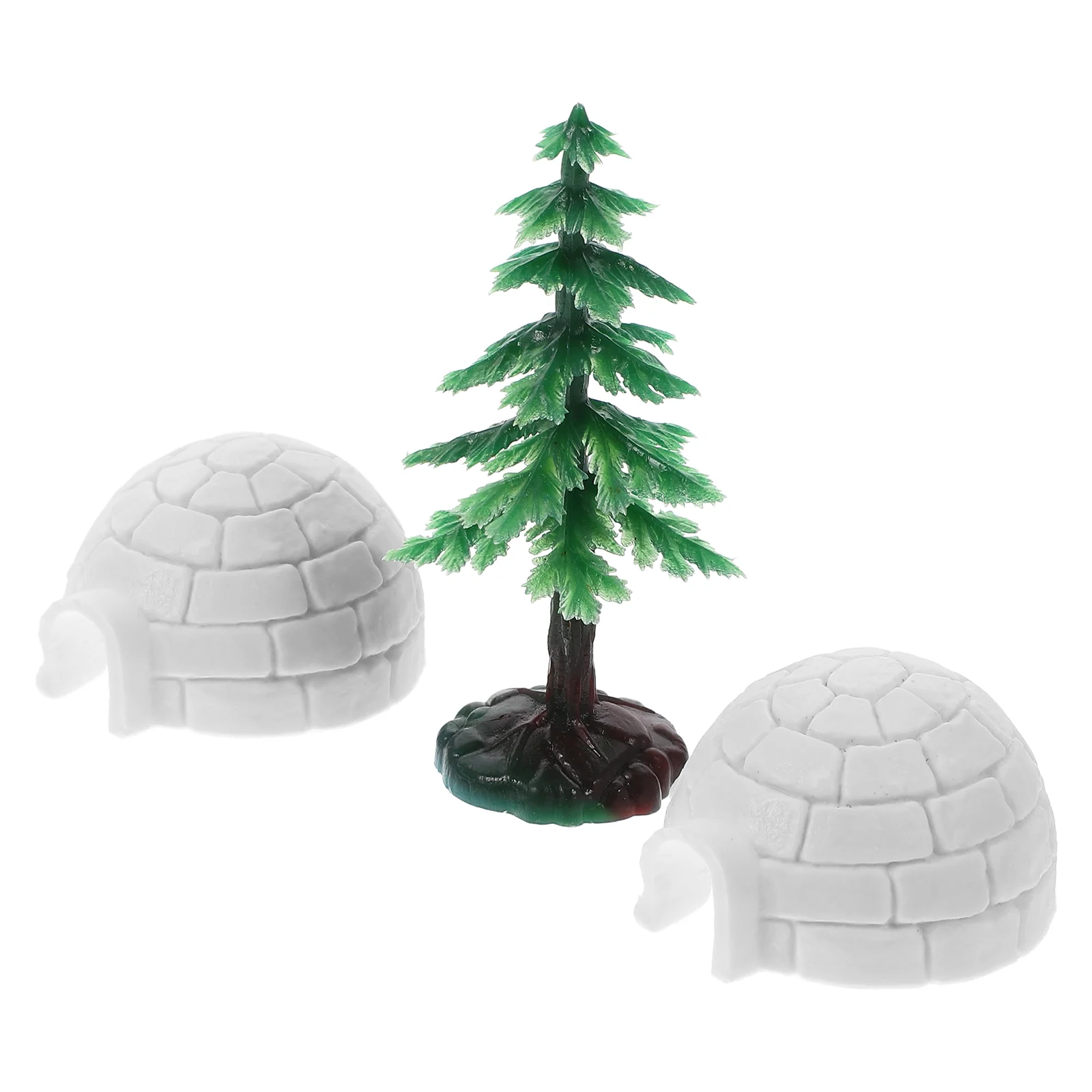 

Christmas Tree Simulated Snow Building Model Decorative Ice House Statue Ornament Animal Mini Tabletop Pine Toddler