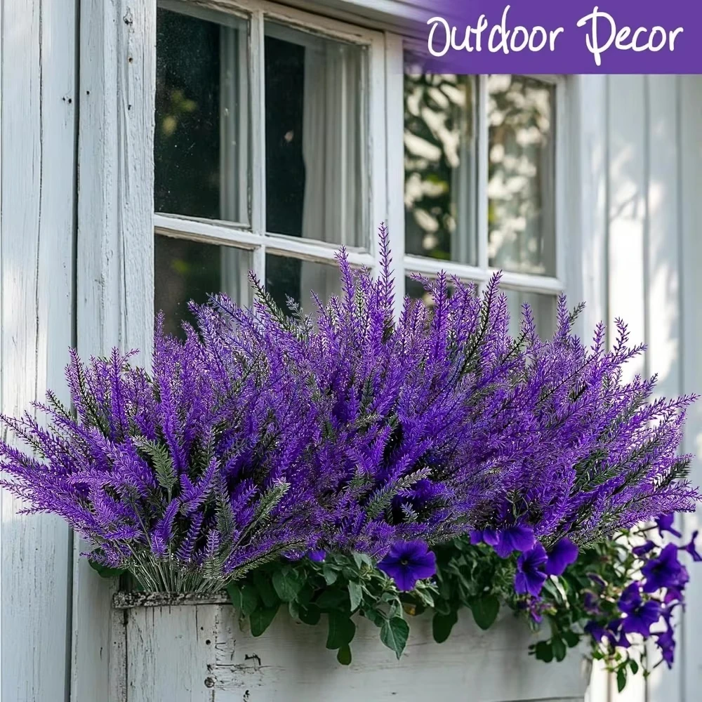 5Pcs Artificial Lavender Flowers Heads DIY Fake Flowers Bouquets Home Room Decor Party Garden Table Wedding Decor Outdoor Plants 3