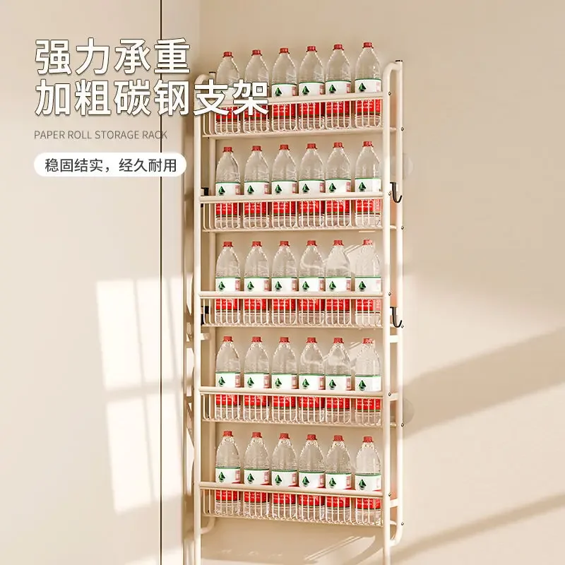 Door storage rack Household multi-layer floor-to-ceiling wrought iron storage finishing rack Seasonings Living room sundries