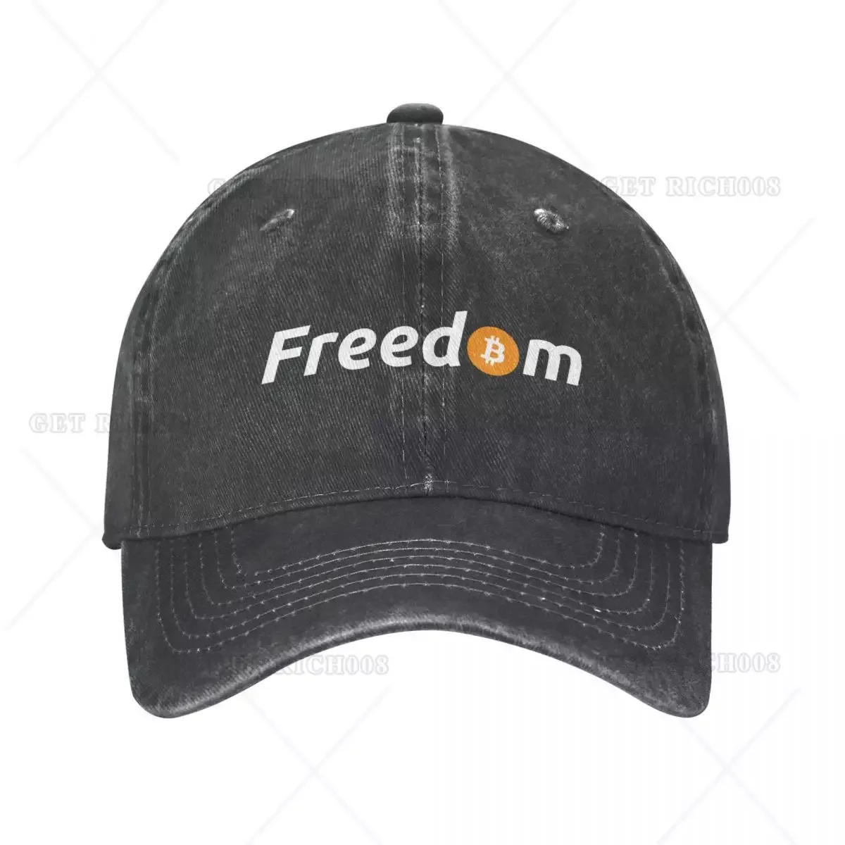 Boné unisex Bitcoin Freedom Denim, chapéus ajustáveis, ajuste clássico, tamanho único, snapback, chapéu do camionista, mulheres, homens