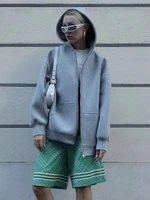 HH Autumn Women Casual Hooded Jacket Loose Oversize Zipper Hoodie Sweatshirts Solid Coat Office Lady Chic Outwear Tops - Image 5
