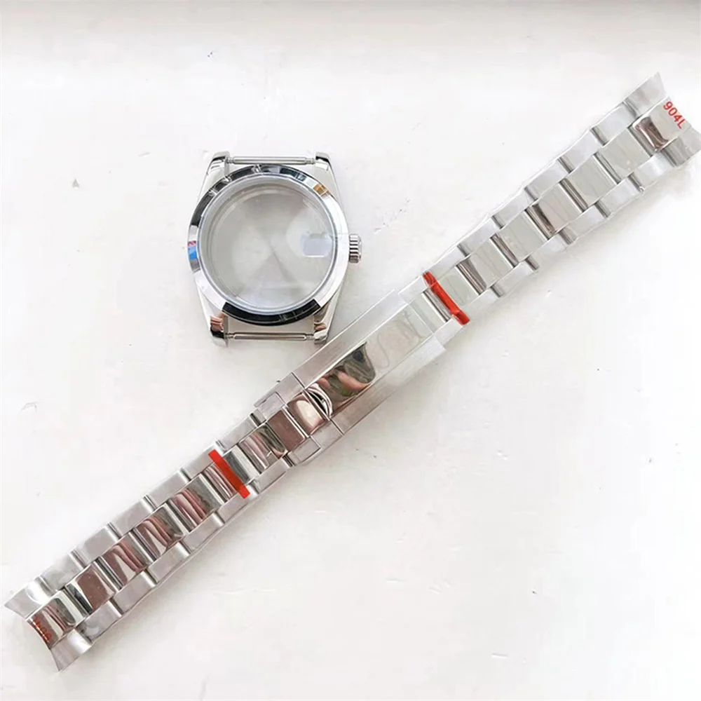 Watch Case 36mm Oyster Perpetual Sapphire Glass Stainless Steel NH35 Watch Bracelet for NH36/4R Movement Watches