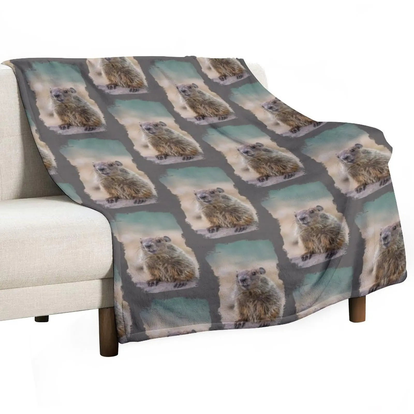 

Groundhog with grunge effect - Grunge Groundhog for Groundhog Day Throw Blanket Fluffy Shaggy Soft Plaid Blankets