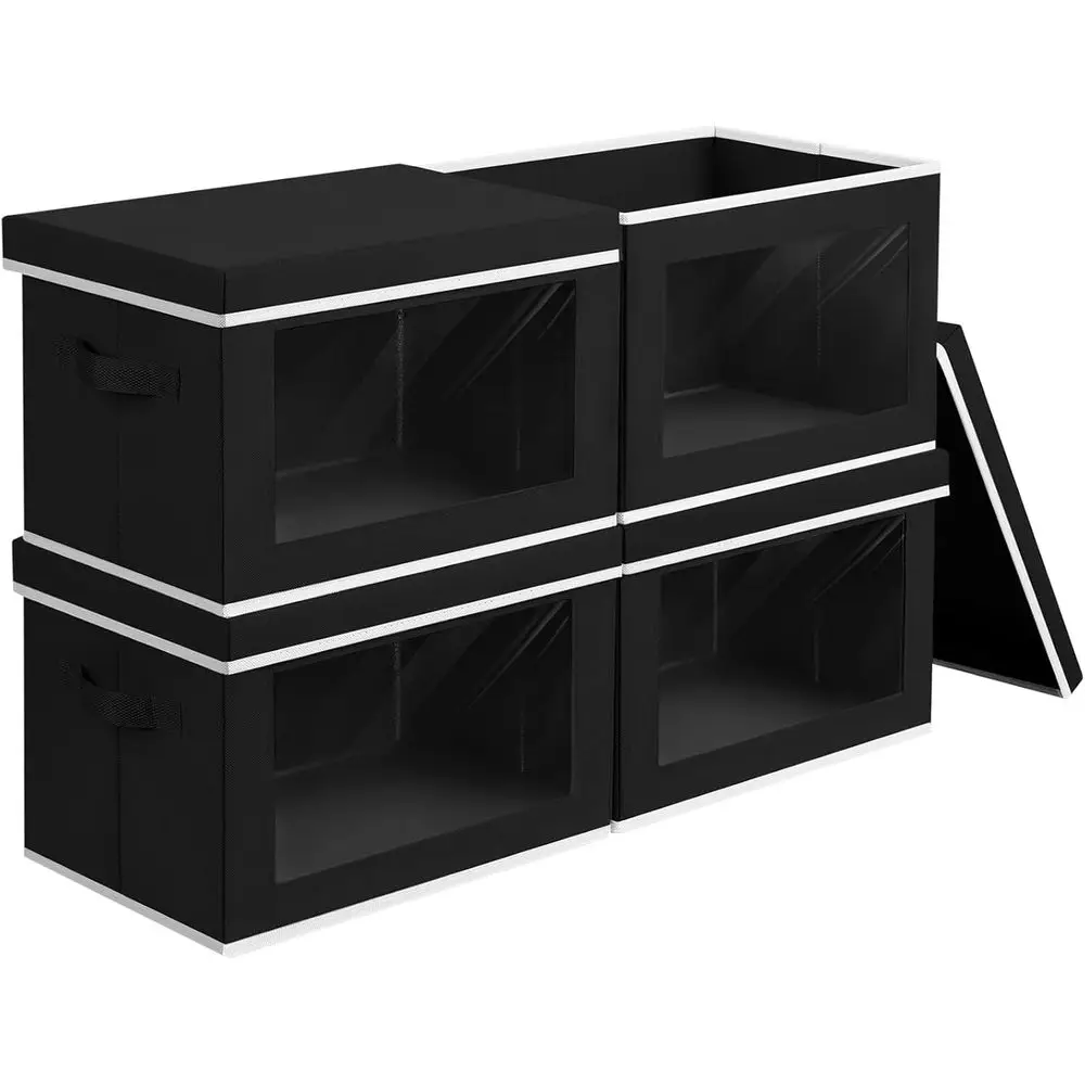 

Кубические контейнеры для хранения с крышками, прозрачные корзины для организации пространства, тканевые органайзеры с ручками, контейнеры для хранения из ткани