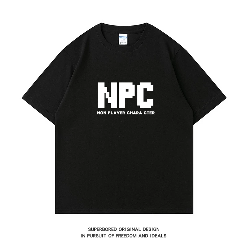 تي شيرت صيفي ممتع ومضحك بأكمام قصيرة للرجال، 2025، قطن خالص فضفاض برقبة دائرية نصف كم #1