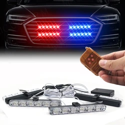 4Pcs White Yellow Grill Car LED Light Strobe Red Blue Emergency Remote Wireless Control Flash Signal Fireman Beacon Warning Lamp