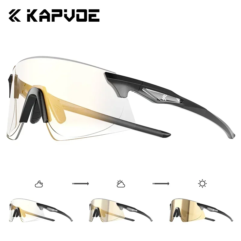 

KAPVOE New Outdoor Sport UV400 Sunglasses Men Women Golf Eyewear Photochromic MTB Bike Night Riding Glasses Cycling Glasses