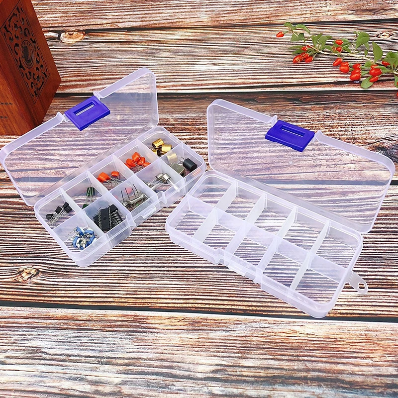 10/15/24 Grids Compartment Transparent Container Box Jewelry Stones Packing Plastic Removable Box Nail Art Tool Storage Case