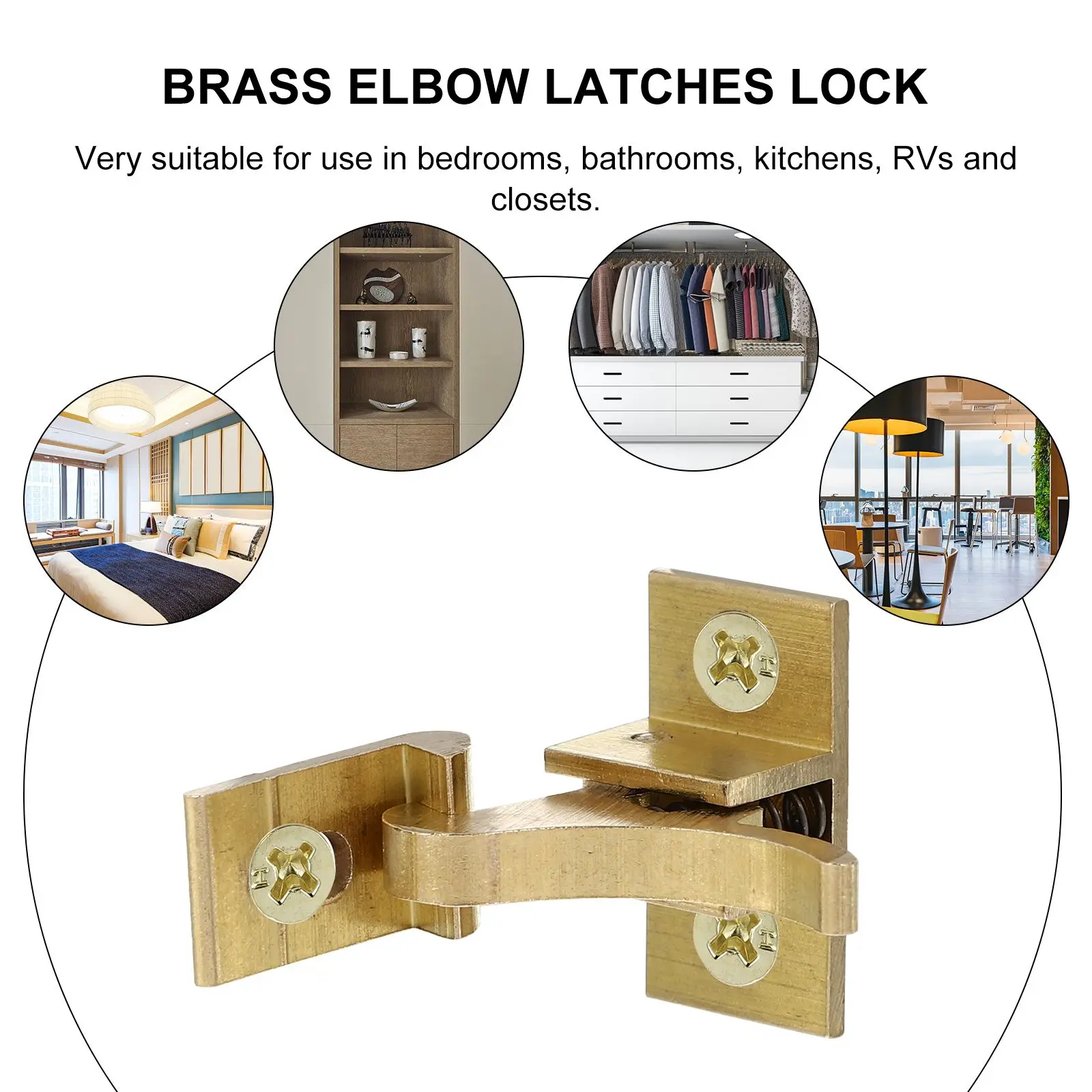 2pcs Heavy Duty Brass Elbow Latches Locks for Doors Windows Cabinets Furniture Sturdy Practical Pure Copper Material