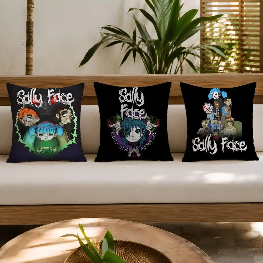 Cushion Cover Wrinkle-Resistant Short Plush Pillow Case Breathable Machine-Washable Video Game S-Sally Face