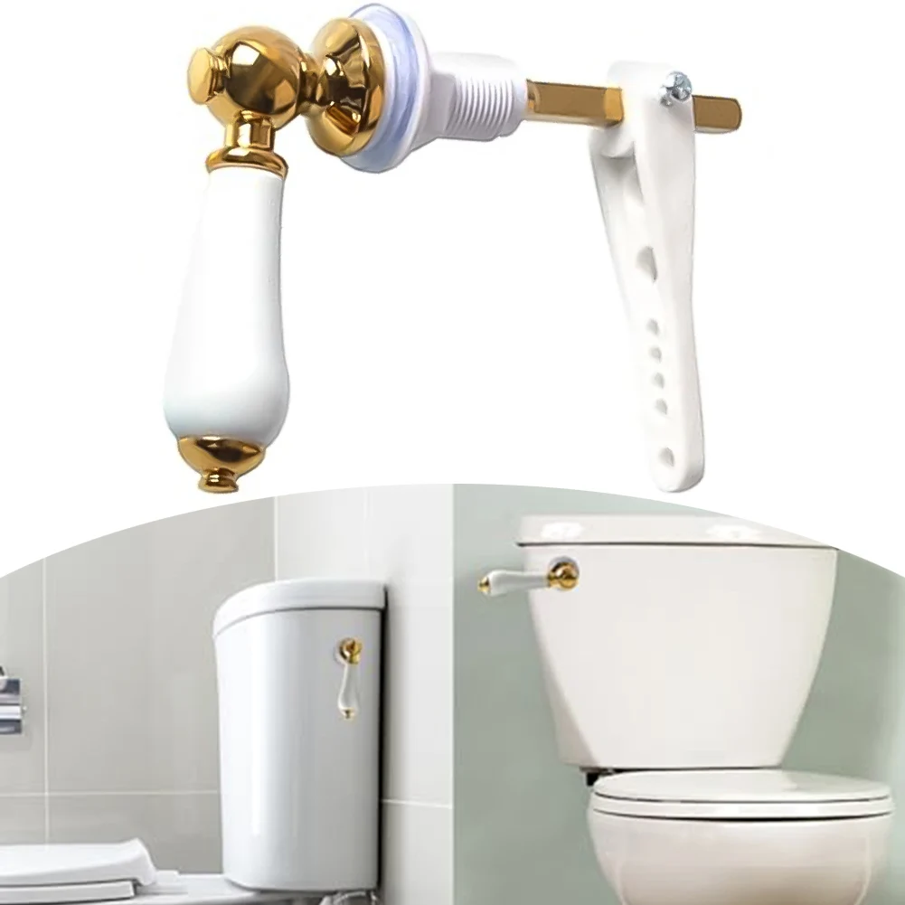 

None Gold PlatedCeramic Finish Toilet Cistern Lever Toilet Cistern White 150 105mm Flush Handle Gold Porcelain