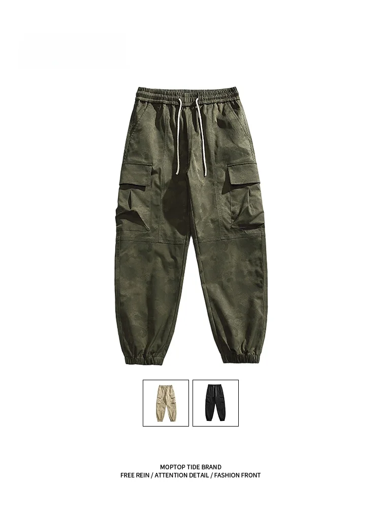 

Loose Casual Cargo Pants Straight Leg Wide Leg Workwear Trousers for Men Couples Match All MMOPTOP Faion Brand Polyester Fiber