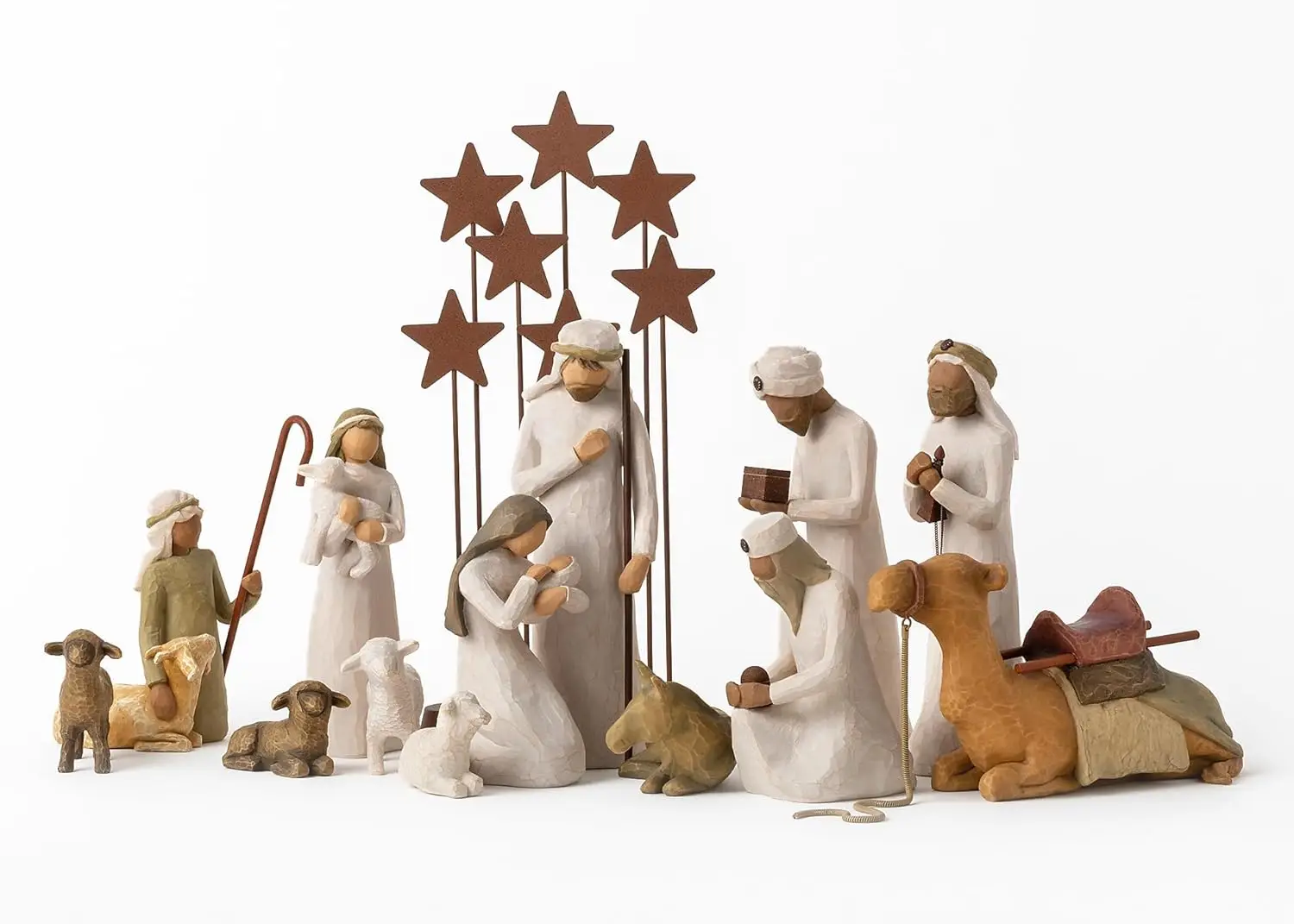 Tree Nativity Starter Figures with The Three Wisemen Plus Metal Stars