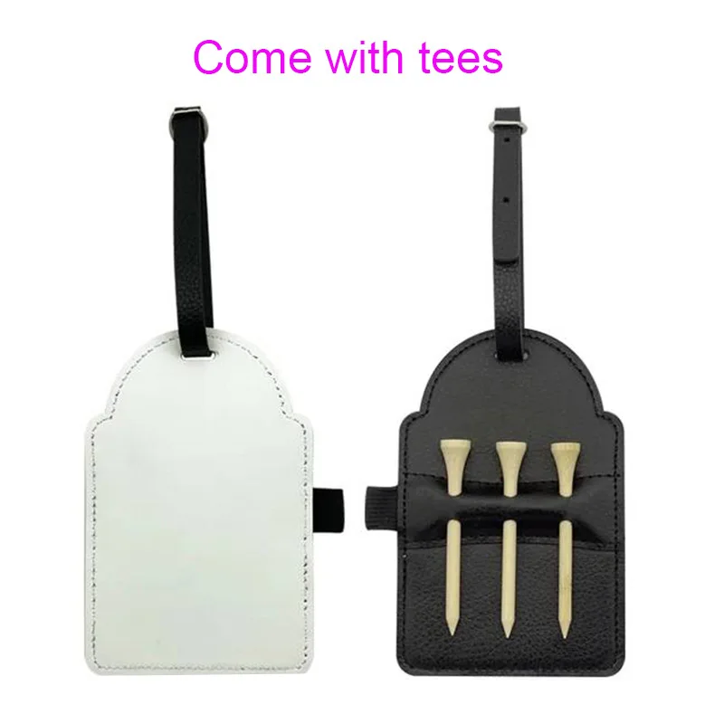 Free Shipping 30 Pcs/Lot Sublimation Blank PU Artificial Leather Golf Tack Set With Ball Tack For Travel Business Sports Gifts