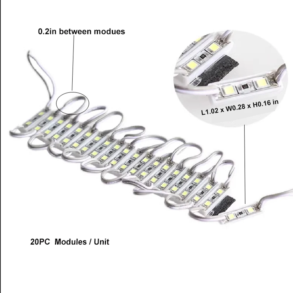 120 stücke 12V LED-Modul 6500 smd 2leds Hintergrund beleuchtung wasserdicht ip65 k rot grün blau gelb weiß