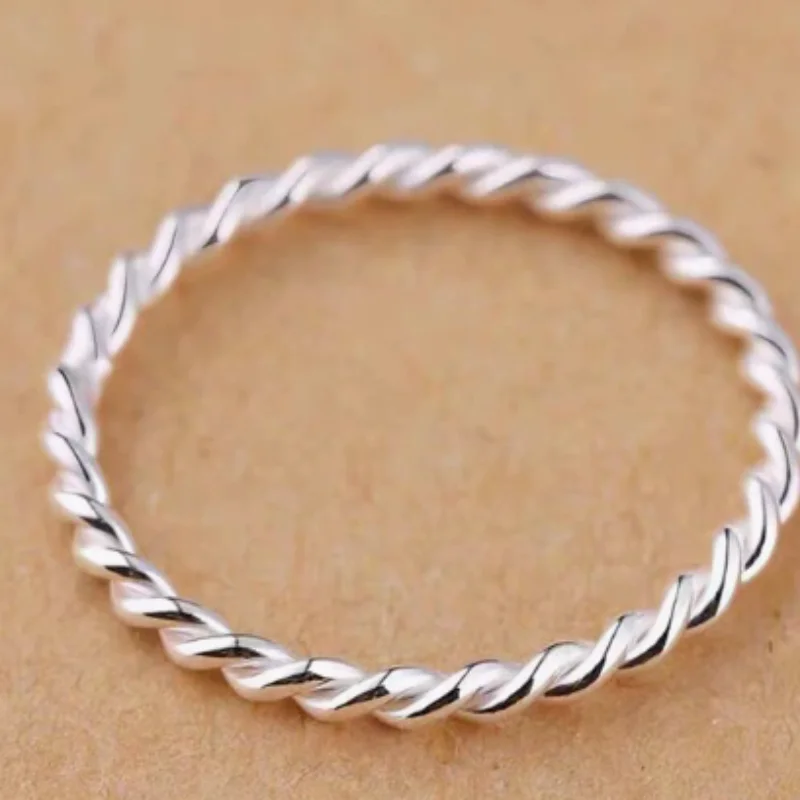 2026 New Fashion Classic Fried Dough Twists Ring Minimalist Thin Band Simple Female Finger Accessories Eternal Silver Jewelry