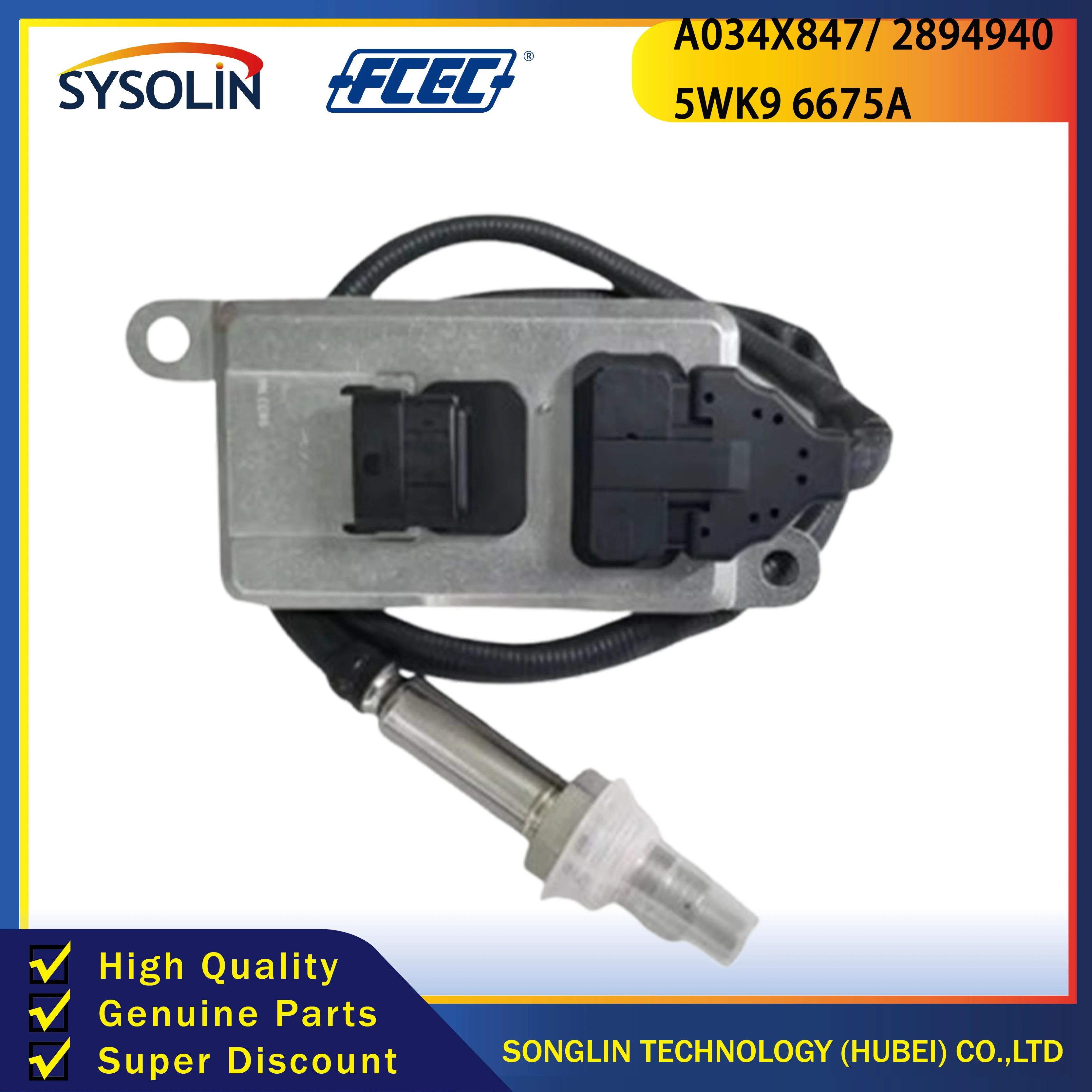 Factory Price Nitrogen Oxide NOX Sensor OEM A034X847/ 2894940 5WK9 6675A With Wiring Harness