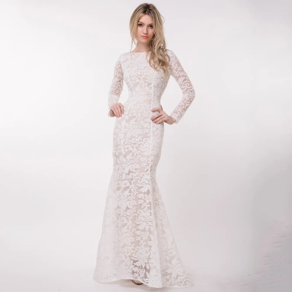 Luxo applique francês rendas vestidos de casamento para noiva sem costas longo baile de formatura festa à noite sereia vestido feminino formal