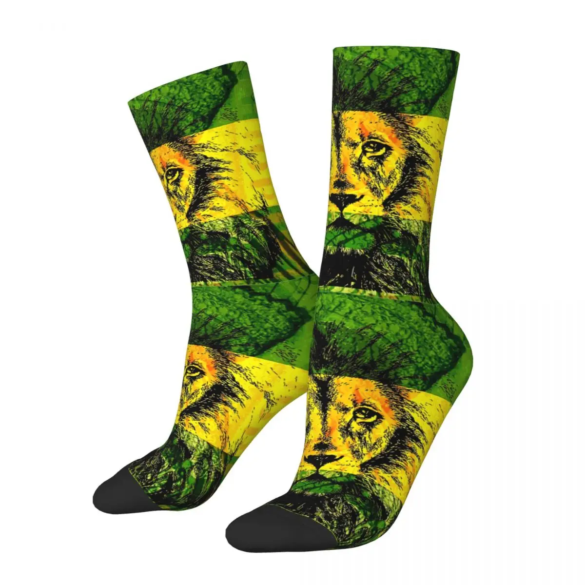 Jamaica Conquering Lion Rasta Lion Of Judah Rastafari Unisex Winter Socks Hip Hop Happy Socks street style Crazy Sock