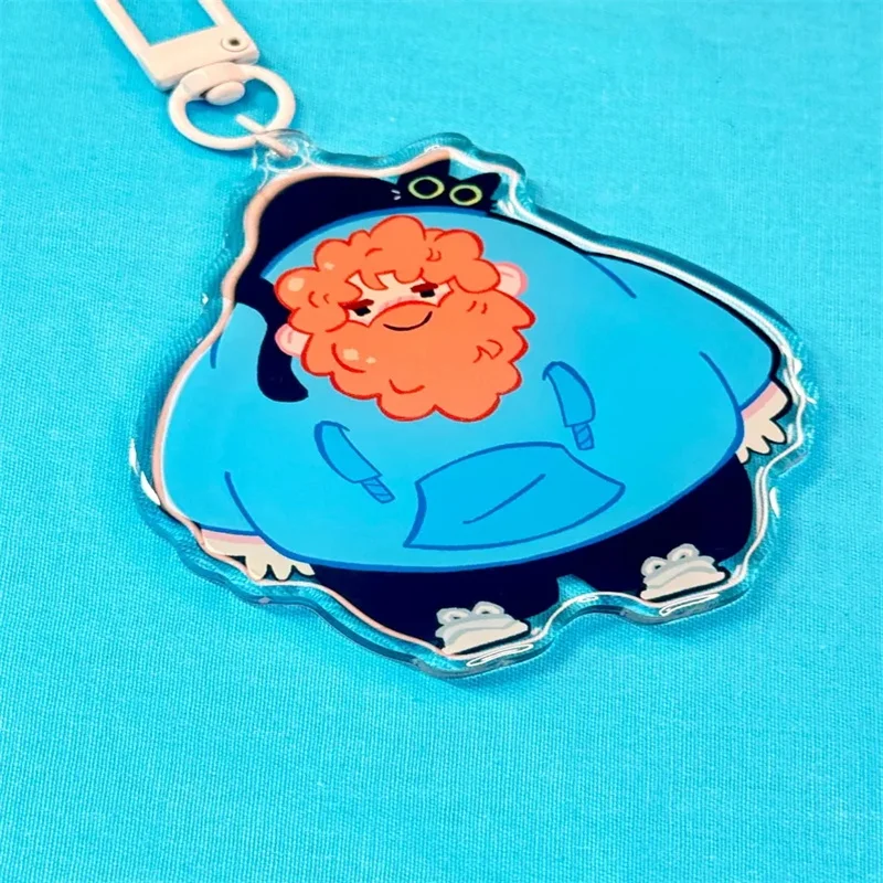 Caseoh Double Sided Epoxy Keychain Cute Cartoon  Acrylic Key Ring Bag Charm Accessories Gift
