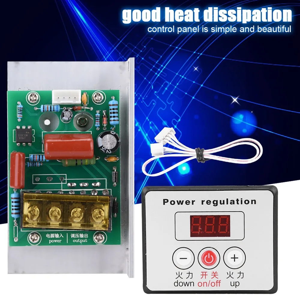 6000W SCR Digital Voltage Regulator AC 220V Digital Motor Speed Controller 0–100% Button Adjustment Dimmer Controlled Rectifier