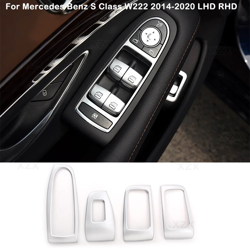 For Mercedes Benz S Class W222 2014-2020 LHD RHD ABS Chrome Pattern Car Door Armrest Window Glass Lift Button Frame Trim Sticker
