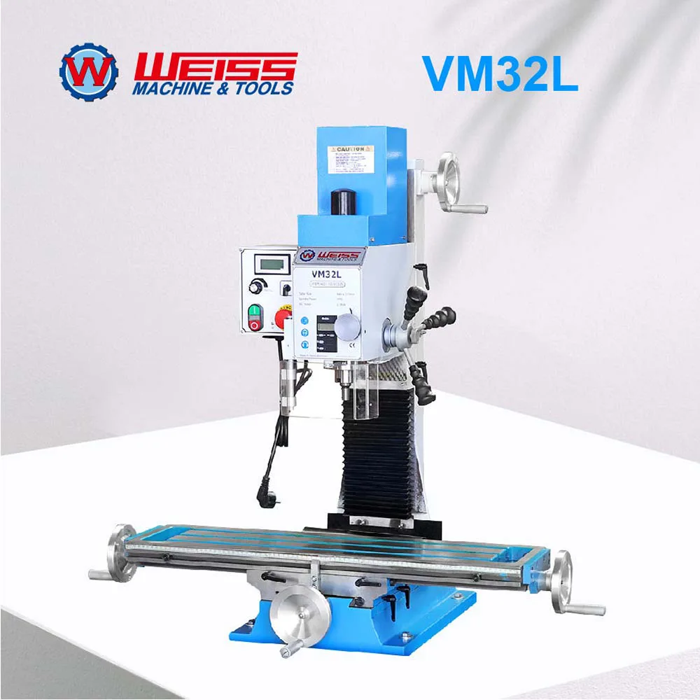 WEISS VM32L Milling Machine Brushless 1500W Drilling Mill with Variable Speed 100-2250rpm for Precision Engineering